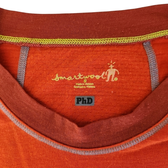 SMARTWOOL short sleeve shirt men's base layer merino blend orange size small - Picture 5 of 11